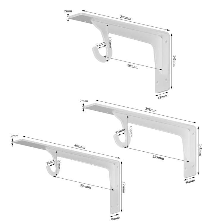 TBD06061003_B6.webp Heavy Duty Wall-Mounted Closet Organizer Bracket High Strength Reinforced Triangle Support - Image 7