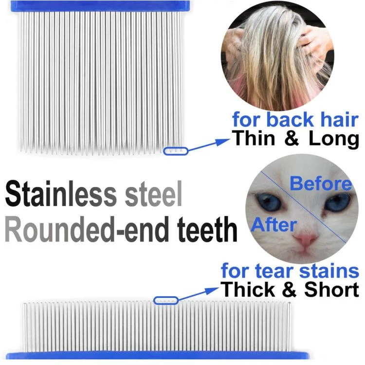 TBD06061198_B3.webp 6pcs /Set Pet Flea Comb Stainless Steel Pin Dense Tooth Cat Dog Comb - Image 4