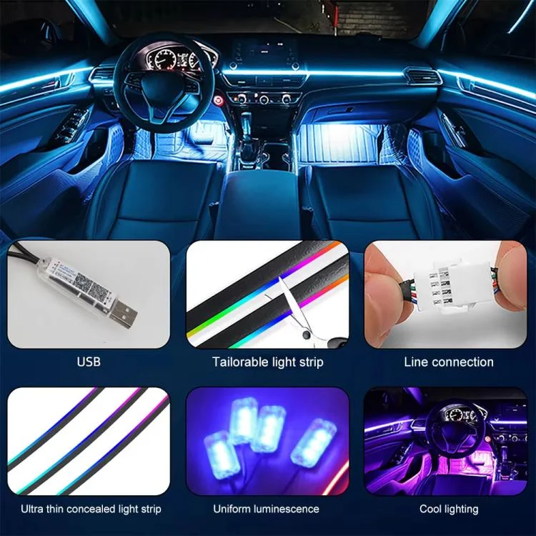 TBD06061227_B4.webp 3 Control App Remote Control Colorful Car Interior Ambient Lighting Modified LED Acrylic USB Car Ambient Lighting - Image 5