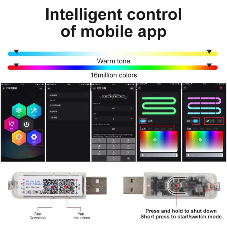 TBD06061227_B5.webp 3 Control App Remote Control Colorful Car Interior Ambient Lighting Modified LED Acrylic USB Car Ambient Lighting - Image 6