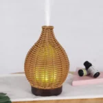 100ML Hollow Rattan Ultrasonic Humidifier & Aromatherapy Diffuser with 7-Color LED Lights - Image 3
