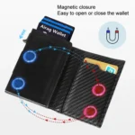 Pop-Up RFID Blocking Card Bag Wallet Genuine Leather & Aluminum Card Holder Zipper Coin Bag - Image 6