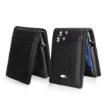 Auto Pop-Up Bifold Metal PU Card Holder RFID Blocking Wallet Slim Design For Credit Cards, ID - Image 3