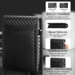 Auto Pop-Up Bifold Metal PU Card Holder RFID Blocking Wallet Slim Design For Credit Cards, ID - Image 6