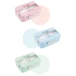 Plastic Split Microwaveable Oven Lunch Box With Stainless Steel Tableware - Image 2