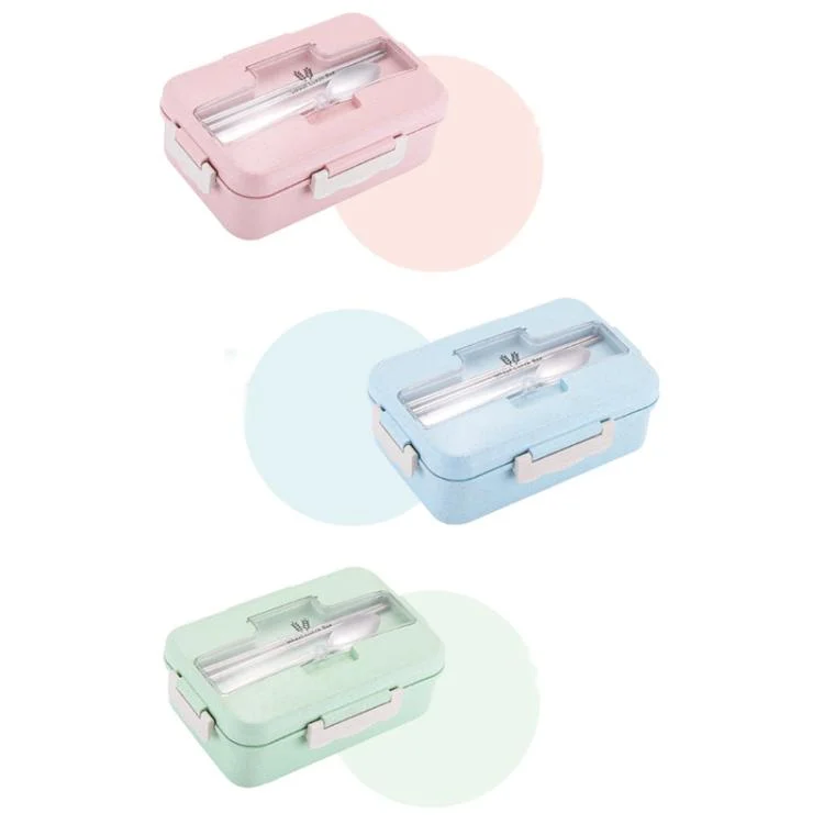 TBD06061360_B1.webp Plastic Split Microwaveable Oven Lunch Box With Stainless Steel Tableware - Image 2