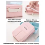 Plastic Split Microwaveable Oven Lunch Box With Stainless Steel Tableware - Image 3