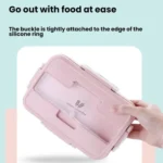 Plastic Split Microwaveable Oven Lunch Box With Stainless Steel Tableware - Image 5