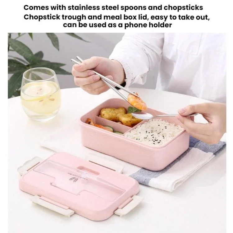 TBD06061360_B5.webp Plastic Split Microwaveable Oven Lunch Box With Stainless Steel Tableware - Image 6