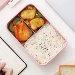 Plastic Split Microwaveable Oven Lunch Box With Stainless Steel Tableware - Image 8
