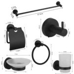 6-in-1 Stainless Steel Bathroom Hardware Set - Towel Bar, Ring, Toilet Paper Holder, Hooks, Soap Dish, Cup Holder for Shower Wall Organization - Image 5
