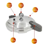 32cm/23L Pressure Cooker Induction & Gas Stove Compatible Aluminum Alloy Straight Body Design & Built-in Gauge - Image 3