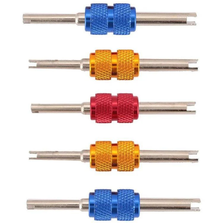5pcs Aluminum Alloy Car Air Conditioner Valve Core Installation Removal Double-Head Wrench