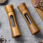8 inch Acrylic Pepper Grinder Pagoda-shaped Wooden Kitchen Pepper Mill - Image 3