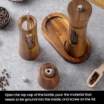 8 inch Acrylic Pepper Grinder Pagoda-shaped Wooden Kitchen Pepper Mill - Image 5
