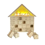 Wooden Christmas Decoration LED Lights 24-Day Countdown Calendar Ornament Gift Box