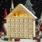Wooden Christmas Decoration LED Lights 24-Day Countdown Calendar Ornament Gift Box - Image 6