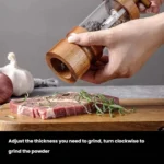 7 inch Manual Black Pepper Wood Grinder Transparent Acrylic Pepper Seasoning Bottle - Image 6