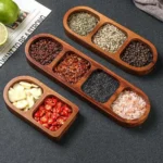 Solid Wood Dipping Dish Beef Barbecue Hot Pot Kimchi Flavor Snack Plate - Image 2