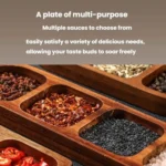 Solid Wood Dipping Dish Beef Barbecue Hot Pot Kimchi Flavor Snack Plate - Image 3