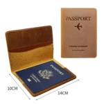 Crazy Horse Leather Passport Holder Ticket Case Travel Document Organizer For Men & Women - Image 3