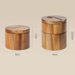 Wooden Salt Jar Storage Box Seasoning Jar With Lid And Spoon - Image 4