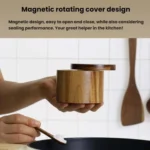 Wooden Salt Jar Storage Box Seasoning Jar With Lid And Spoon - Image 5