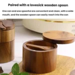 Wooden Salt Jar Storage Box Seasoning Jar With Lid And Spoon - Image 7