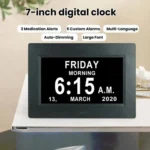 7-inch Digital Frame Calendar Day Clock With 3 Medication Alerts, 5 Custom Alarms, Multi-Language Support - Image 2