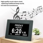 7-inch Digital Frame Calendar Day Clock With 3 Medication Alerts, 5 Custom Alarms, Multi-Language Support - Image 6