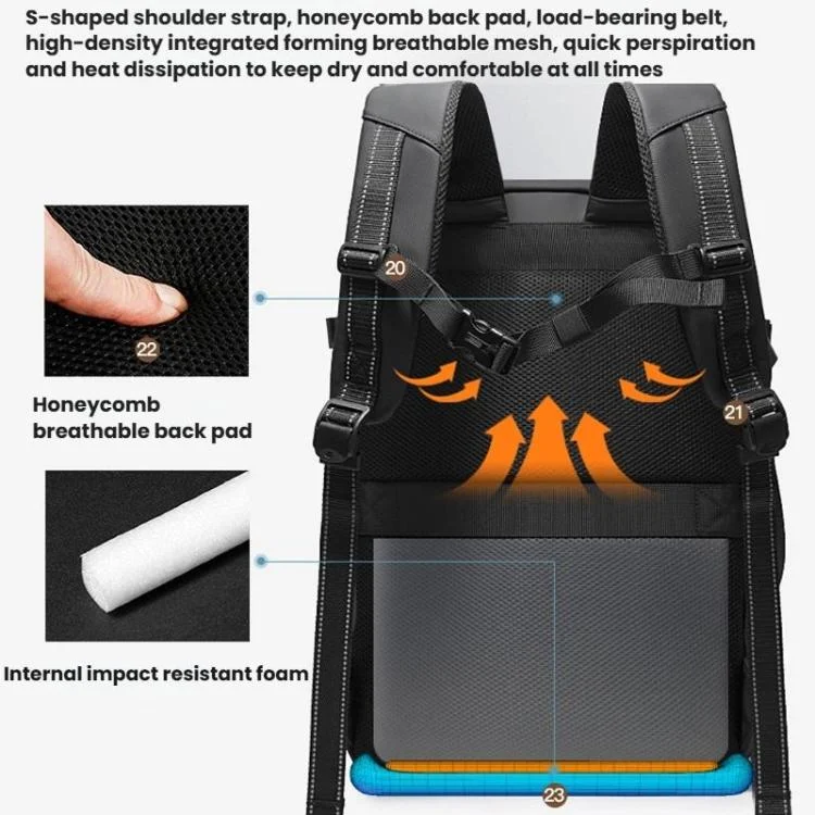 TBD06061702_B6.webp BANGE BG-7875 Large Capacity Shoulder Bag Business Travel Multifunctional Computer Backpack - Image 7
