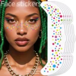 6-in-1 Rainbow Glitter Freckle Face Stickers Kit Multi-Design Temporary Tattoos for Parties, Festive Makeup - Image 3