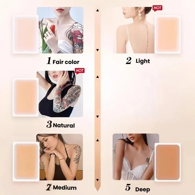 TBD06061826_B4.webp 6pcs /Pack Ultra-Thin Water-resistant Tattoo Cover Stickers Scar & Birthmark Concealer Patches - Image 5