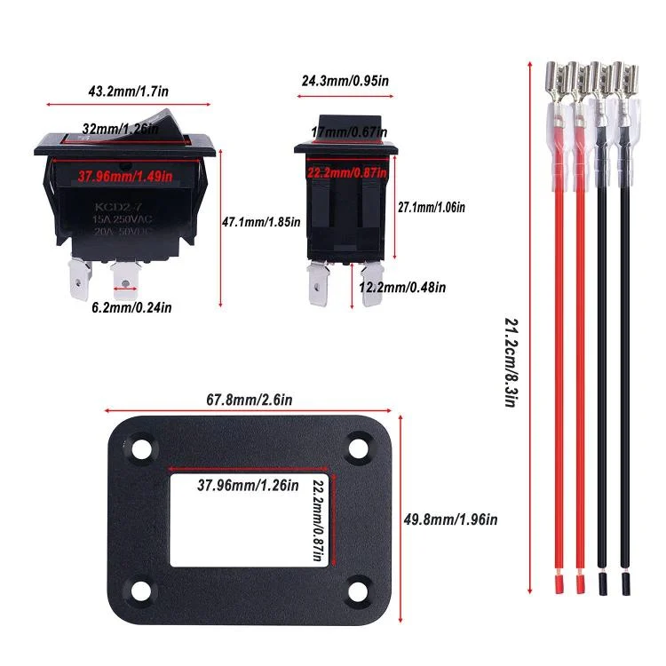 TBD06061864_B2.webp 4 Pin DPDT 20A/12V DC Panel Rocker Toggle Switch - Image 3