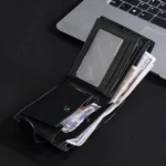 Baellerry D3065 Men Three Fold Short Style Zipper Wallet Snap Closure Multi Card Slot Billfold - Image 3