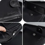 Baellerry D3065 Men Three Fold Short Style Zipper Wallet Snap Closure Multi Card Slot Billfold - Image 4