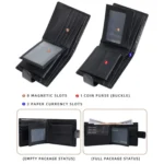 Baellerry D3065 Men Three Fold Short Style Zipper Wallet Snap Closure Multi Card Slot Billfold - Image 7