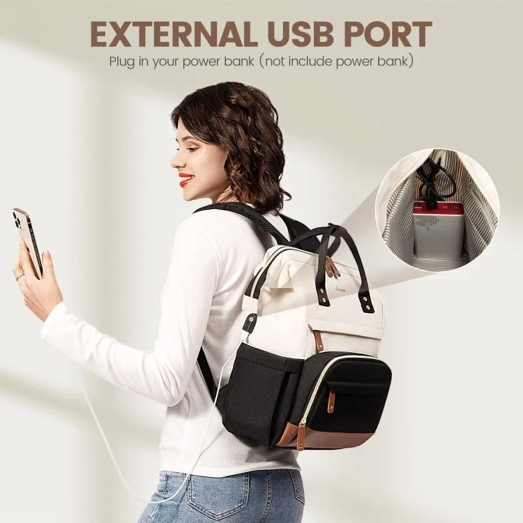 TBD06062107_B2.webp Women Business Laptop Backpack with USB Charging Port & Luggage Strap - Fits 15.6 Inch Laptop for Work, College, Office, and Commuting - Image 3