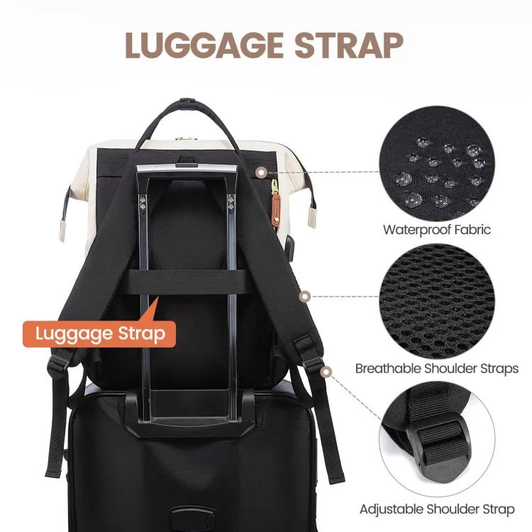 TBD06062107_B5.webp Women Business Laptop Backpack with USB Charging Port & Luggage Strap - Fits 15.6 Inch Laptop for Work, College, Office, and Commuting - Image 6