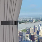 Wall-Mounted U-Shaped Metal Curtain Storage Hook with Cylindrical Paper Towel Holder - Image 4