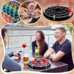 25-hole Wine Glass Tray Stand With Center Bottle Slot - Image 4