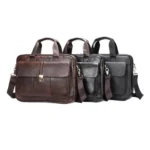 Men Briefcase Casual Retro Leather Handbag Large Capacity Business Laptop Bag - Image 2