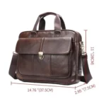 Men Briefcase Casual Retro Leather Handbag Large Capacity Business Laptop Bag - Image 3