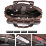 Men Briefcase Casual Retro Leather Handbag Large Capacity Business Laptop Bag - Image 5
