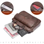 Men Briefcase Casual Retro Leather Handbag Large Capacity Business Laptop Bag - Image 6