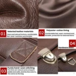 Men Briefcase Casual Retro Leather Handbag Large Capacity Business Laptop Bag - Image 7