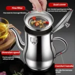 316 Stainless Steel Oil/Sauce Dispenser Leakproof Design, Detachable Filter, Easy-Pour Kitchen Bottle for Cooking Oil, Vinegar & Condiments - Image 4