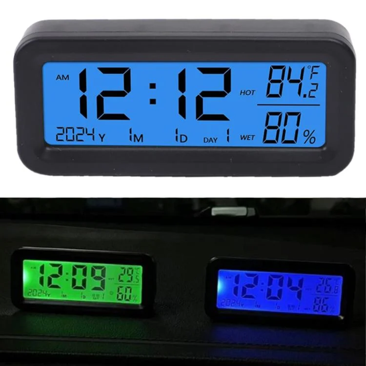 TBD0606232201A_1.webp Car Solar-powered Clock With Luminous Light Thermometer Humidity Meter - Image 6