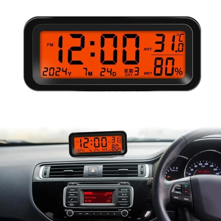 TBD06062322_B4.webp Car Solar-powered Clock With Luminous Light Thermometer Humidity Meter - Image 5