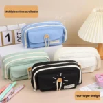 Large Capacity Button Pen Case Simple Stationery Pouch For Students - Image 2